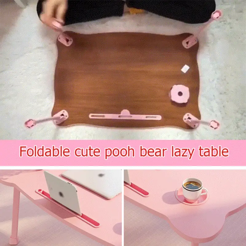 Bed with Vini bear lazy table tatami window bed desk cute computer desk