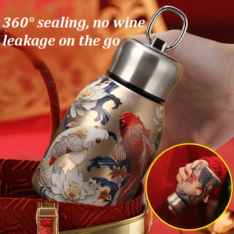 316 Stainless Steel Insulated Mug Portable Large Capacity Pocket Cup 3D Embossed Direct Drinking Big Belly Cup 316 Leak Proof