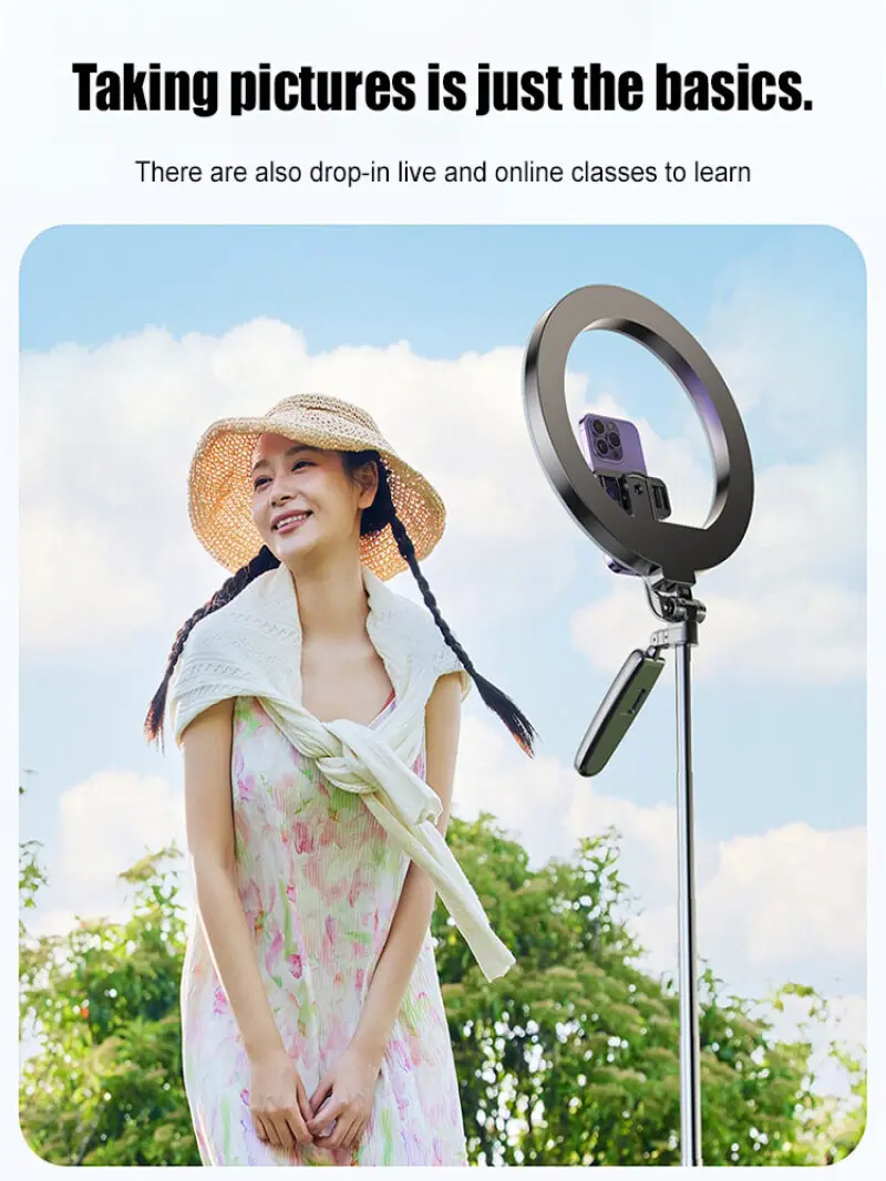 Bluetooth Remote Control Mobile Phone Selfie Stick With Light Mobile Phone Bluetooth Selfie Handheld Holder