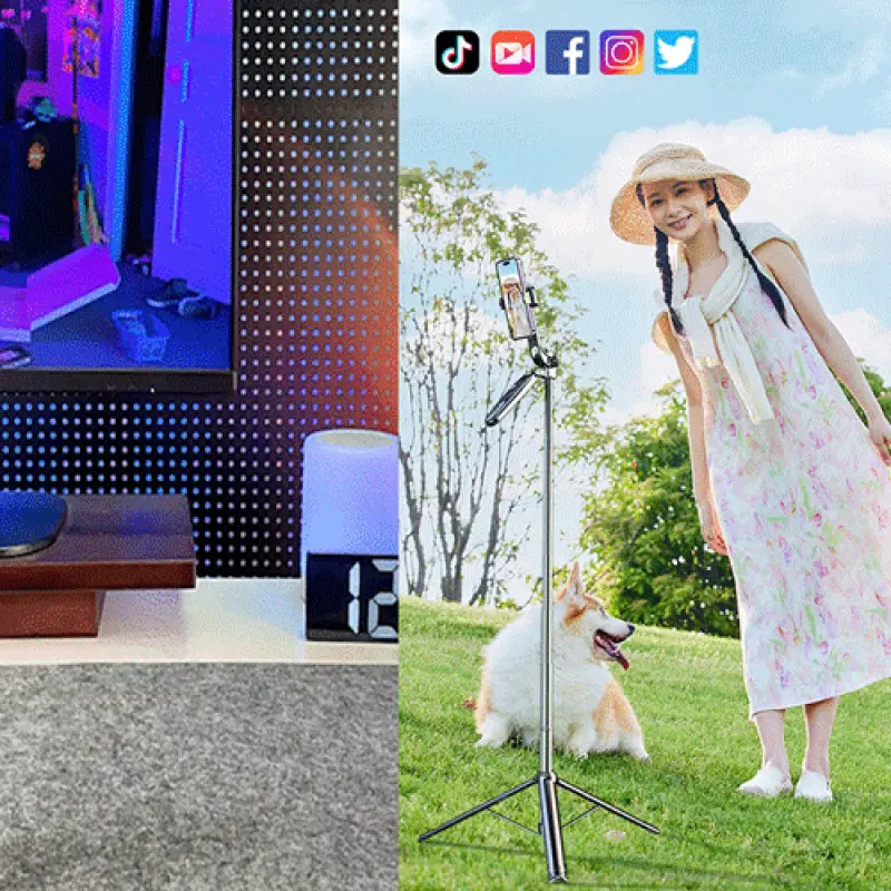 Bluetooth Remote Control Mobile Phone Selfie Stick With Light Mobile Phone Bluetooth Selfie Handheld Holder