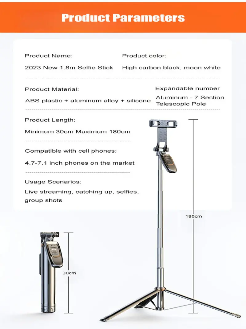 Bluetooth Remote Control Mobile Phone Selfie Stick With Light Mobile Phone Bluetooth Selfie Handheld Holder