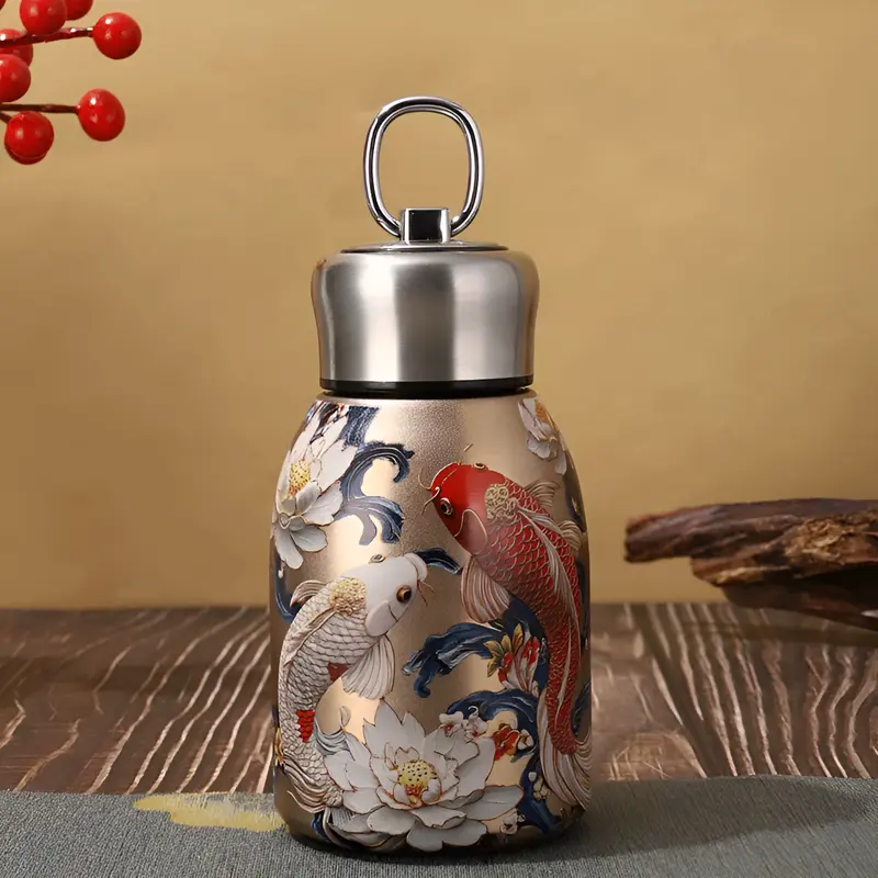 316 Stainless Steel Insulated Mug Portable Large Capacity Pocket Cup 3D Embossed Direct Drinking Big Belly Cup 316 Leak Proof
