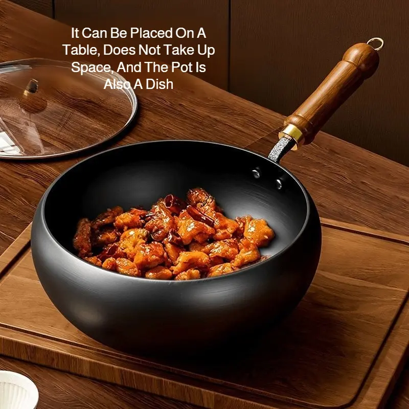 Big Belly Pot Uncoated Non-stick Pot Household Cooking Small Iron Pot  Flat Bottom Frying Pan Kitchen Gas Stove Universal Pan
