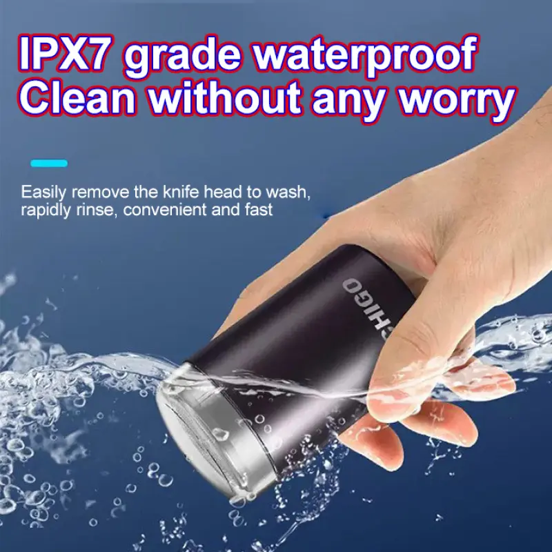 Electric Mini Shaver Portable Double Heads Type-C Charging 6-Leaf Grinding Knife Head Dry Wet Dual Use Waterproof Razor
