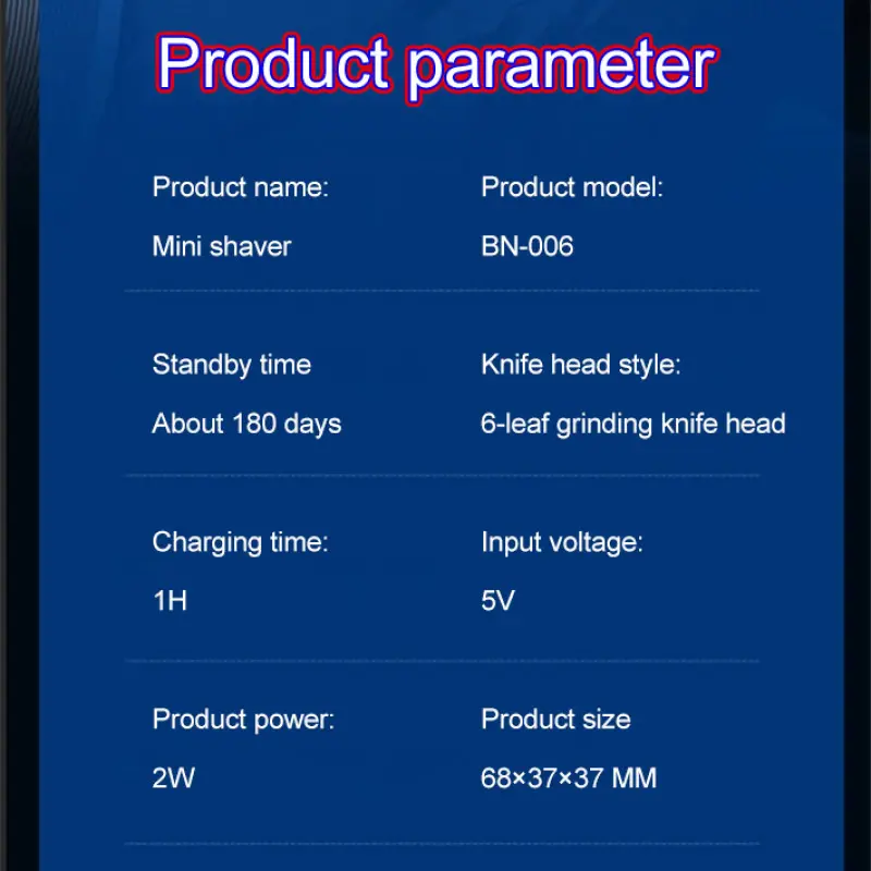 Electric Mini Shaver Portable Double Heads Type-C Charging 6-Leaf Grinding Knife Head Dry Wet Dual Use Waterproof Razor