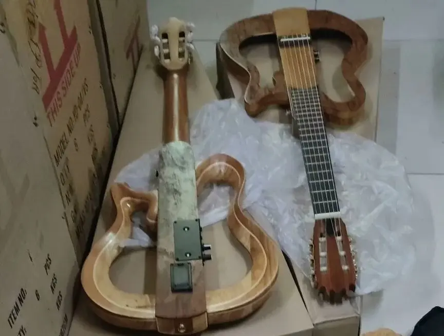 Electric Travel Guitar with Silent Nylon String, Headless Acoustic, Portable and Foldable, 21 Fret, 21 Fret, ST Classical Guitar