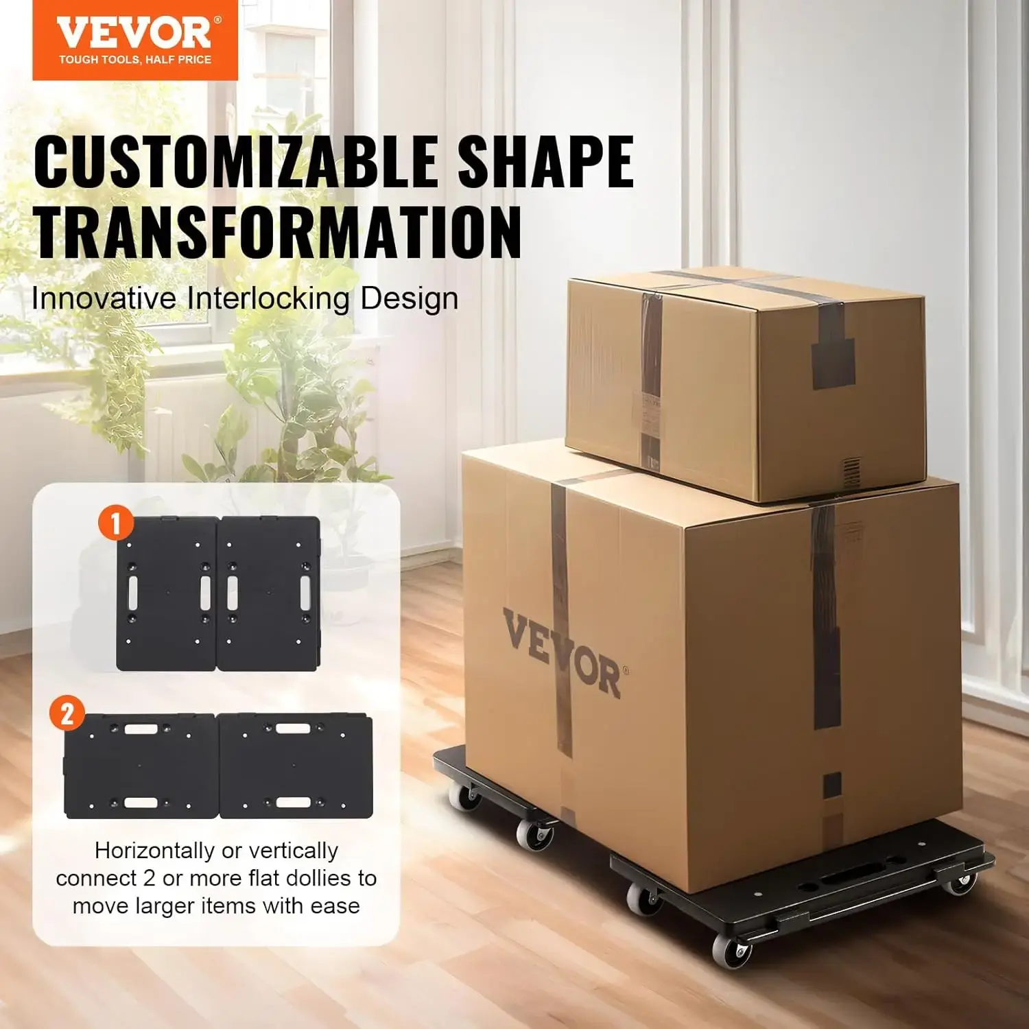Furniture Moving Dolly, 16 x 11in 500 lbs Capacity Furniture Movers Dollies 4 Wheels, Portable Moving Rollers Heavy Duty