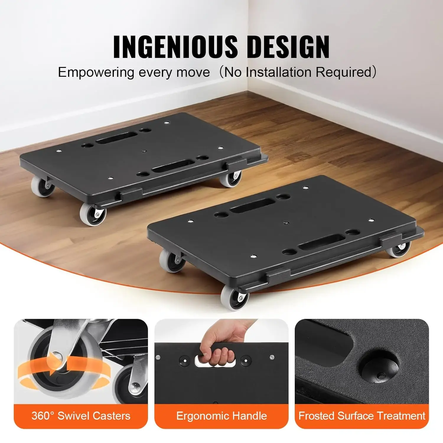 Furniture Moving Dolly, 16 x 11in 500 lbs Capacity Furniture Movers Dollies 4 Wheels, Portable Moving Rollers Heavy Duty