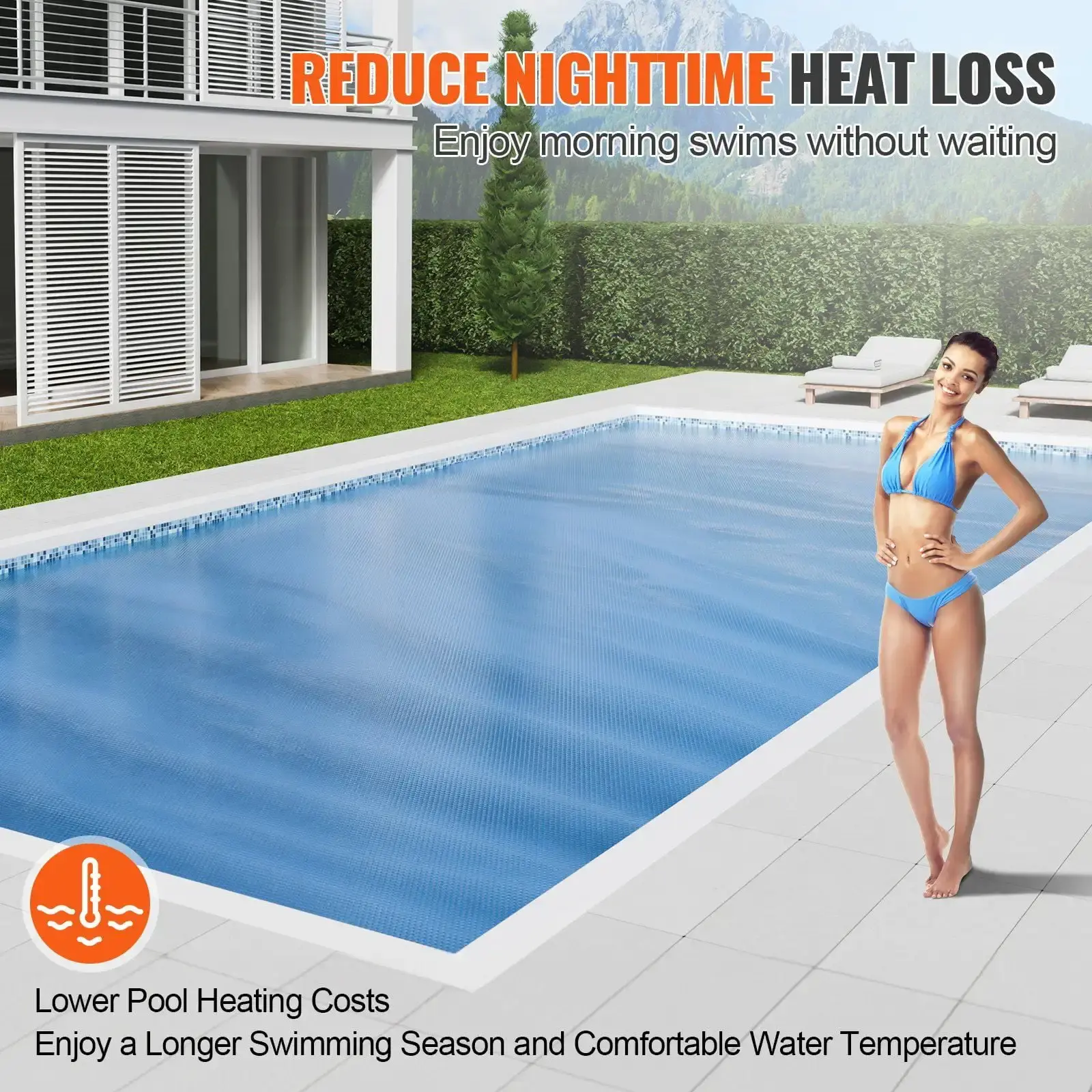 Solar Pool Cover, 24 x 12 ft Rectangle Solar Blanket for Pools, Inground Above Ground Swimming Solar Cover