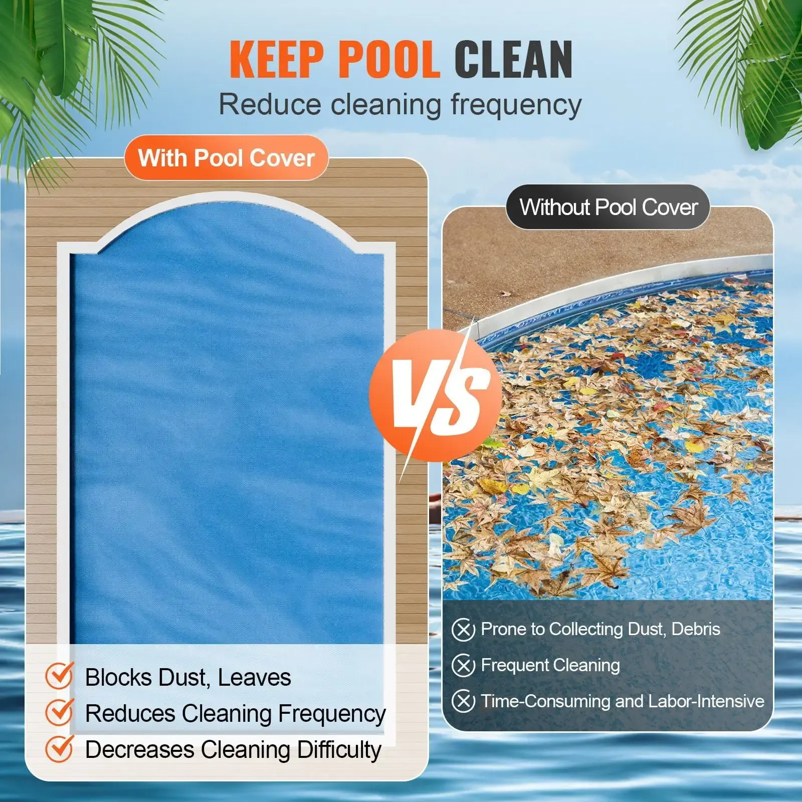 Solar Pool Cover, 24 x 12 ft Rectangle Solar Blanket for Pools, Inground Above Ground Swimming Solar Cover