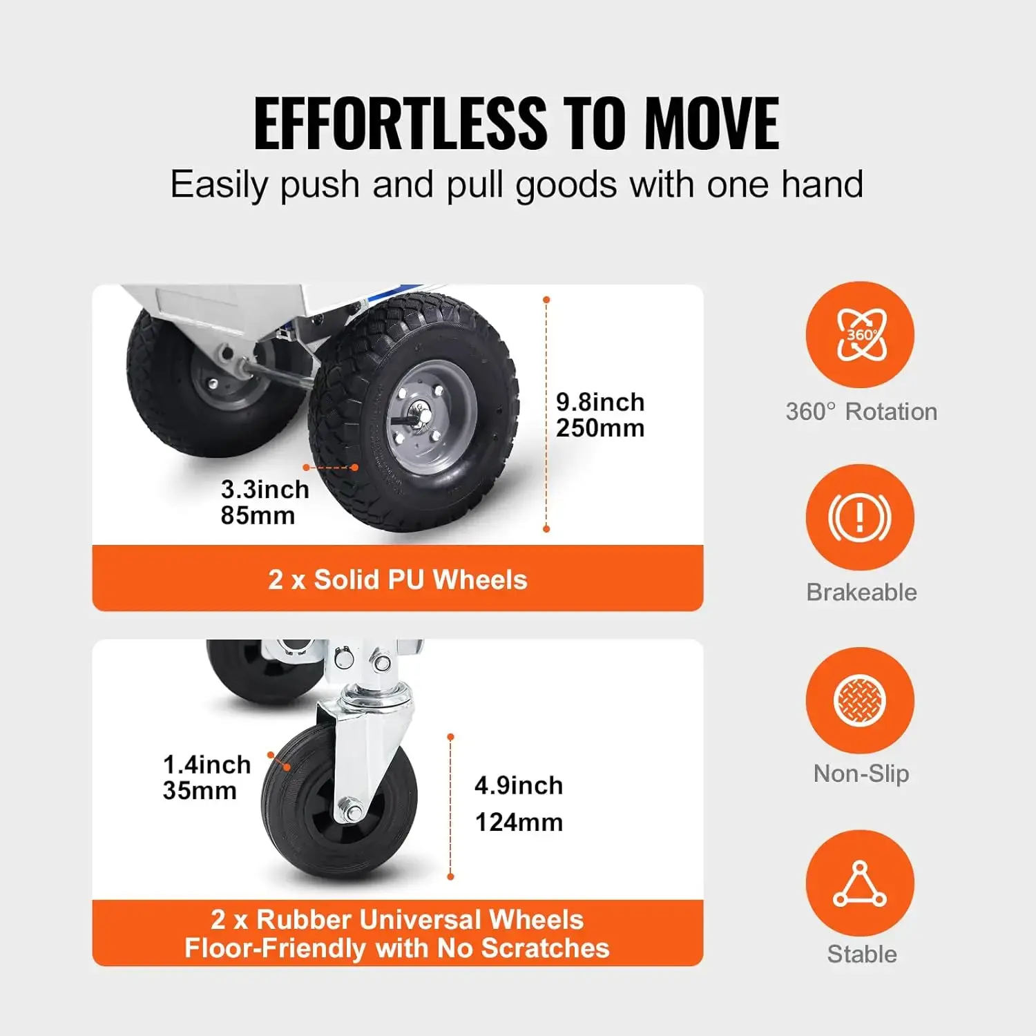 Aluminum Hand Truck, 2 in 1, 800 lbs Load Capacity, Heavy Duty Industrial Convertible Folding Hand Truck and Dolly