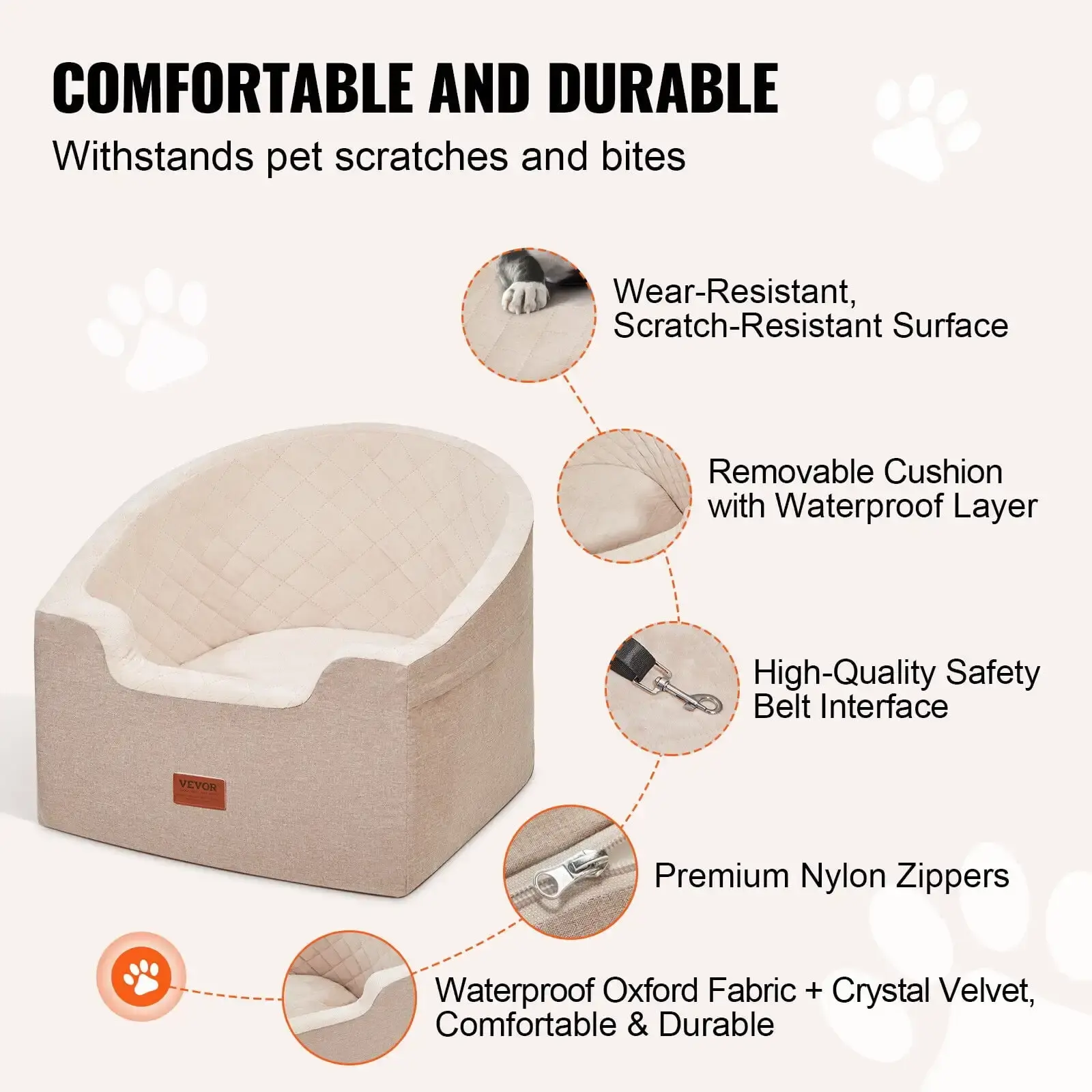 Dog Booster Car Seat Pet Car Seat for Small Medium Dog up to 55 lbs Brown