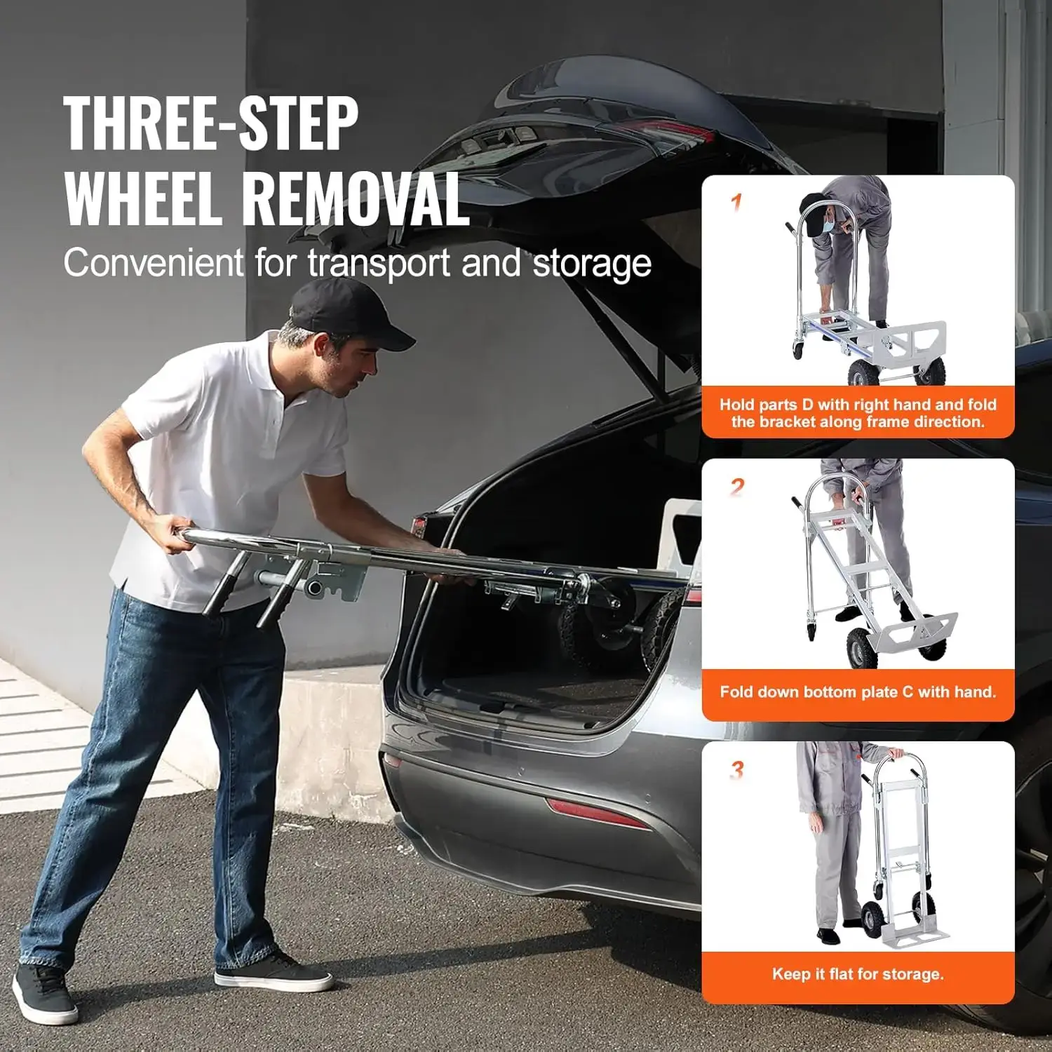 Aluminum Hand Truck, 2 in 1, 800 lbs Load Capacity, Heavy Duty Industrial Convertible Folding Hand Truck and Dolly