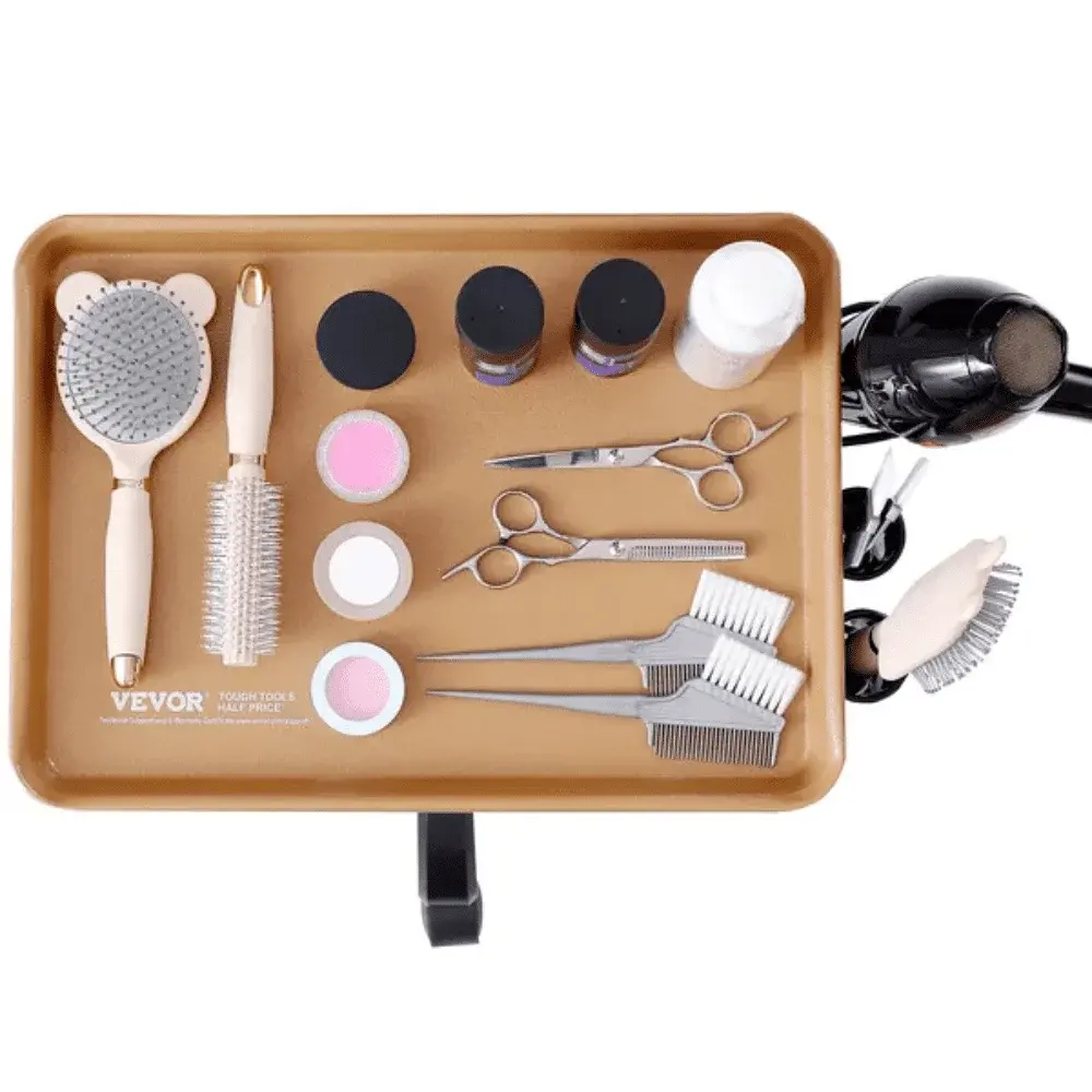 Salon Tray Cart, 30"-43" Height Adjustable Rolling Salon Tray, Cold-rolled Plate Tattoo Tray with 5 Wheels (2 Lockable)