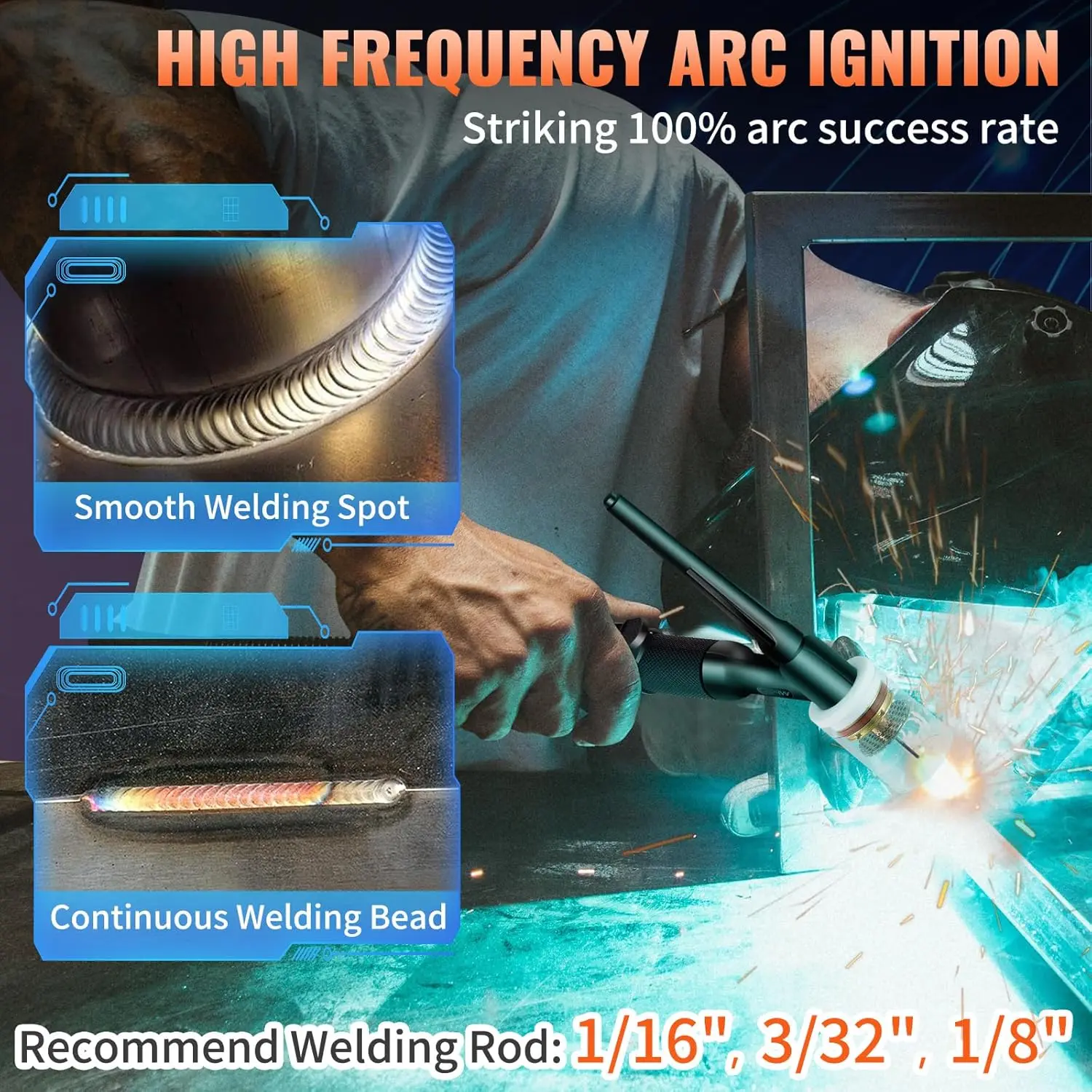 TIG Welder 210Amp, 3 in 1 Welder TIG, 110/220V Dual Voltage HF TIG/Stick/Clean Welding Machine with Pulse, IGBT Inverter & Torch