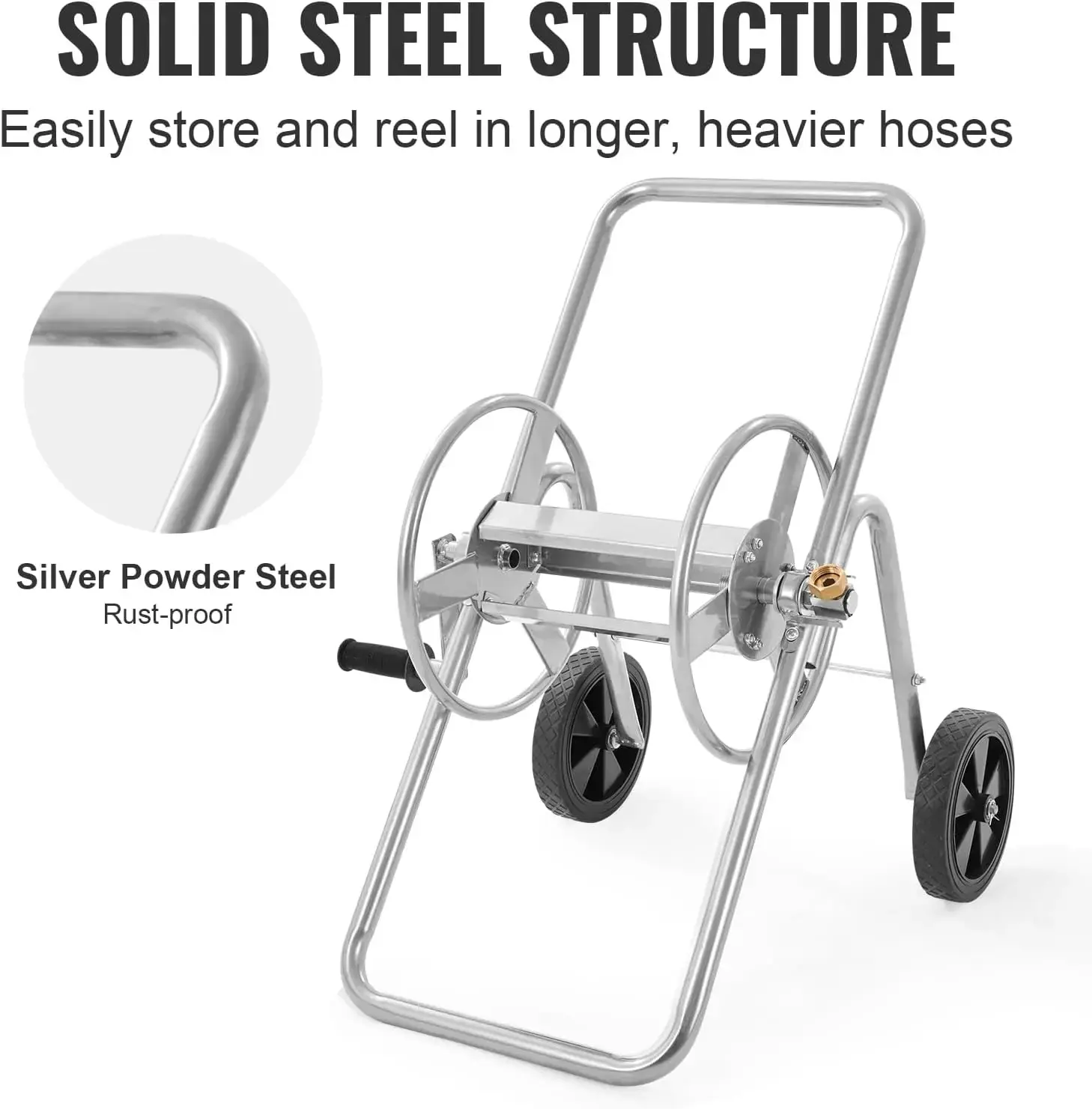 Hose Reel Cart, Hold Up to 175 ft of 5/8’’  (Hose Not Included), Garden Water Hose Carts Mobile Tools with Wheels