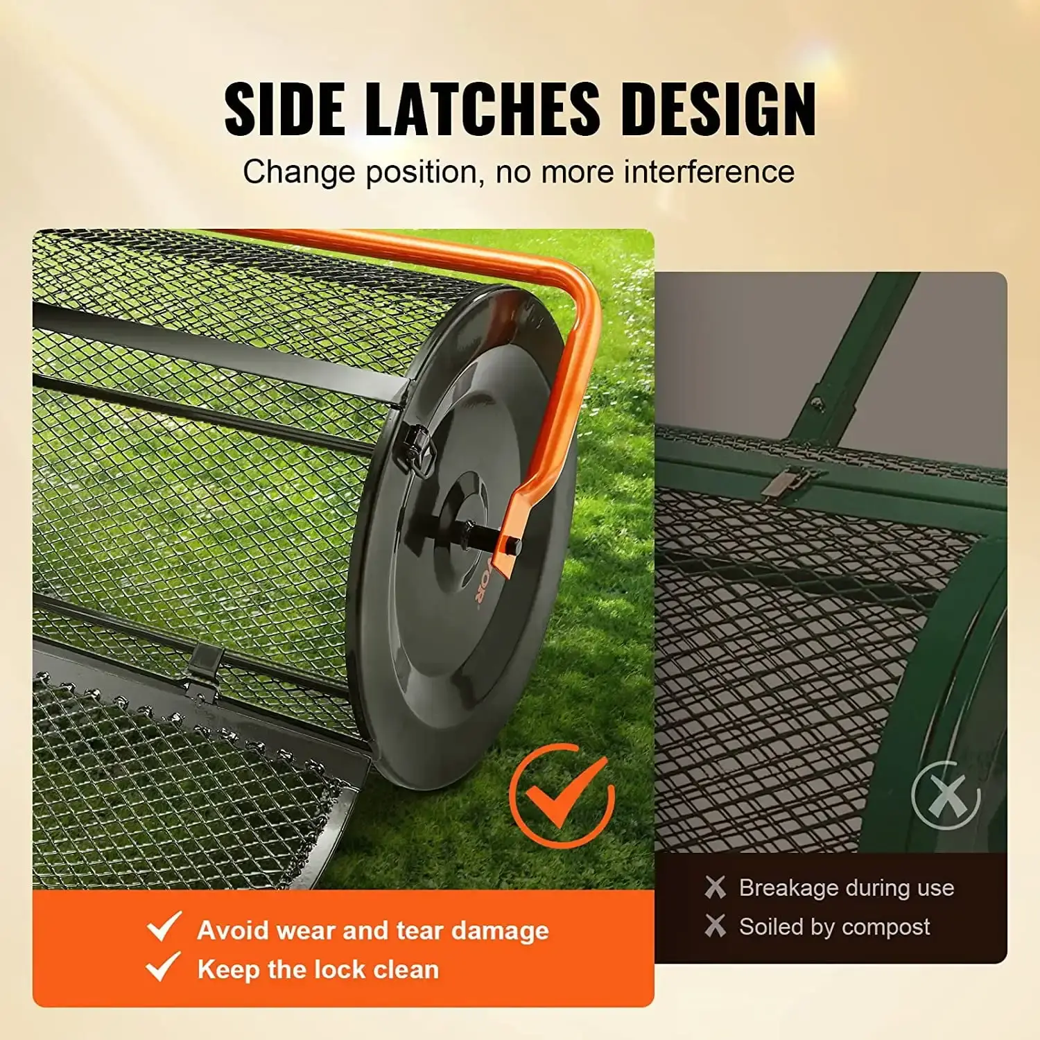 24" Compost Spreader Peat Moss Spreader Roller Lawn Spreader