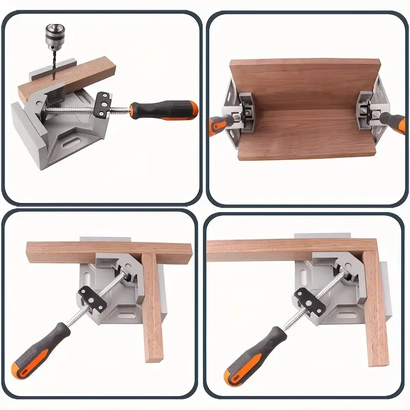 1pc 90 Degree Right Angle Clamp Single Handle Angle Clamp Adjustable Aluminum Alloy Woodworking Picture Frame Vise Stand Tools