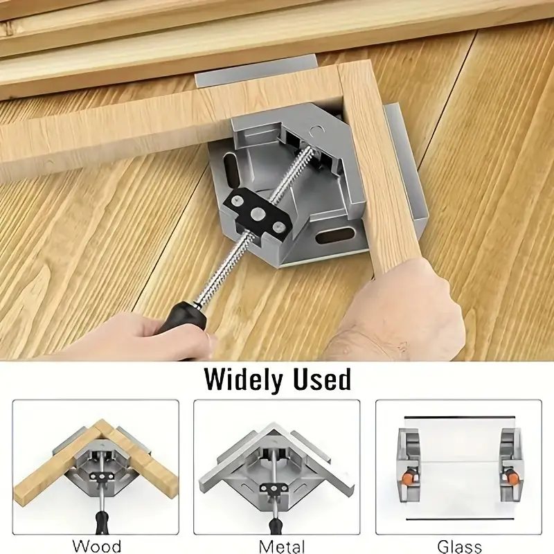 1pc 90 Degree Right Angle Clamp Single Handle Angle Clamp Adjustable Aluminum Alloy Woodworking Picture Frame Vise Stand Tools