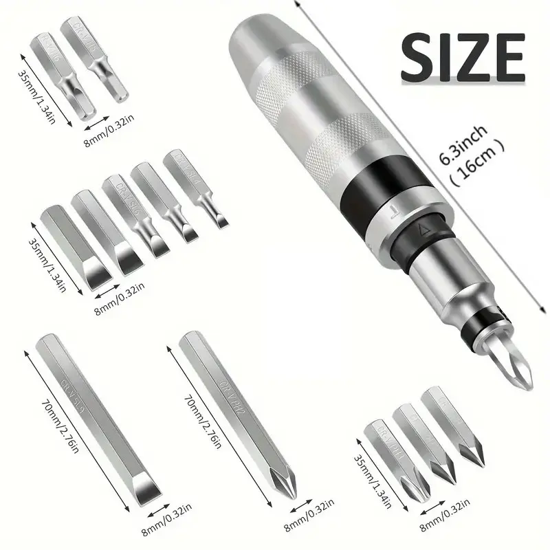 7/13 Piece Impact Screwdriver Set Shockproof Screwdriver Chisel Bits Multifunctional Screw Extractor Remover Repair Tools