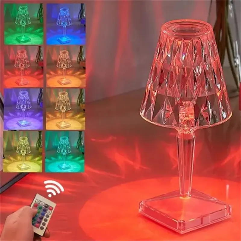Diamond Table Lamp Acrylic Decoration Desk Lamps for Bedroom Bedside Bar Crystal Lighting Fixtures Gift LED Night Light