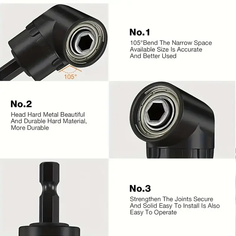 105° Hexagonal Handle To Square Bit Connecting Rod Electric Drill Wind Batch Conversion Sleeve Wrench 1/2 3/8 1/4 Conversion Rod