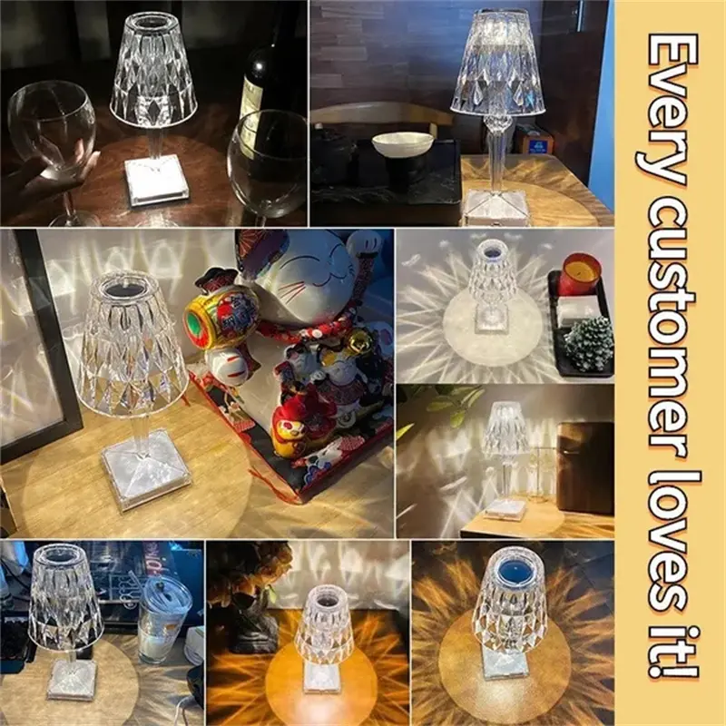 Diamond Table Lamp Acrylic Decoration Desk Lamps for Bedroom Bedside Bar Crystal Lighting Fixtures Gift LED Night Light