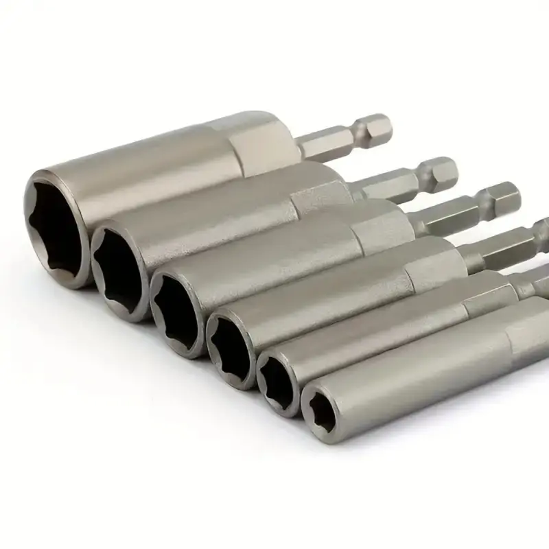 6pcs 80mm Long Deepening Hexagonal Socket Wrench Drill Socket Head 6/8/10/12/14/17mm Screwdriver Drill Bit Set Household Tools