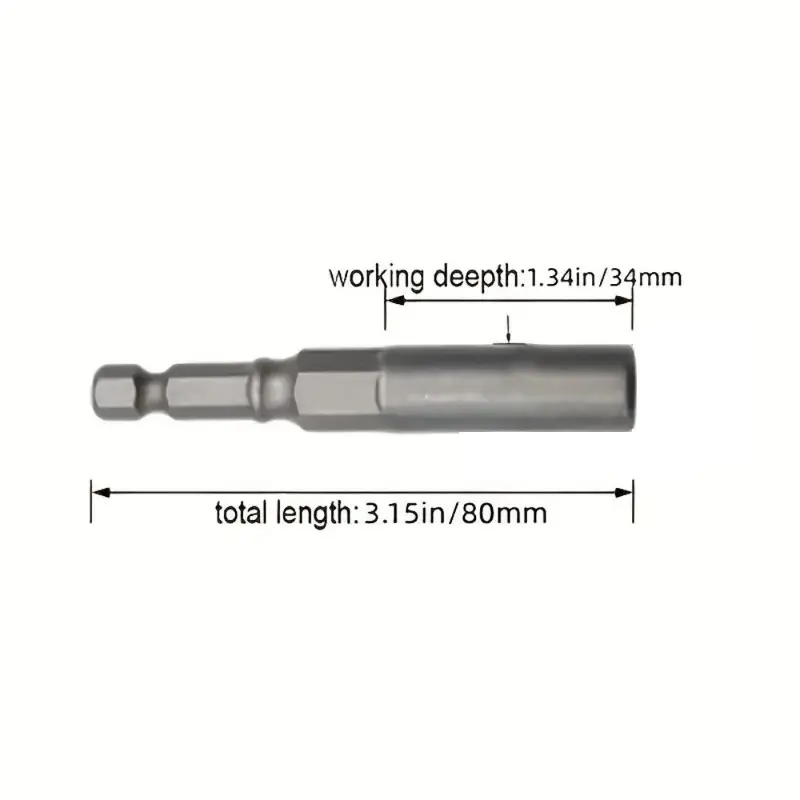 6pcs 80mm Long Deepening Hexagonal Socket Wrench Drill Socket Head 6/8/10/12/14/17mm Screwdriver Drill Bit Set Household Tools