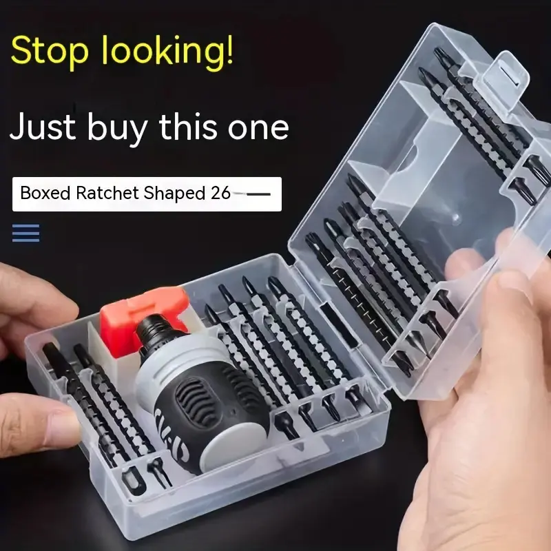 1pc 26-in-1 Adjustable Length Ratchet Screwdriver Set Metal Multi-Batch Head Labor-saving Tools Multifunctional Screwdriver