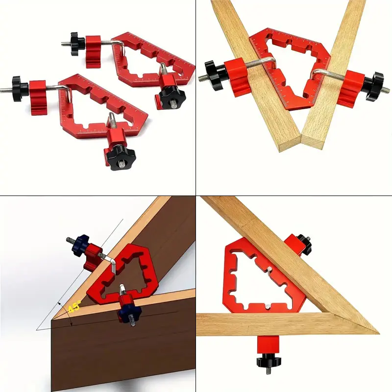 1 Set 45/90 Degree Woodworking Triangle Clamps Set Aluminum Alloy Right Angle Clamp Carpenter Tools For Cabinets Drawers Frames