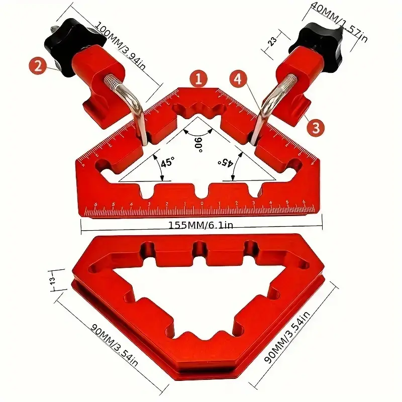 1 Set 45/90 Degree Woodworking Triangle Clamps Set Aluminum Alloy Right Angle Clamp Carpenter Tools For Cabinets Drawers Frames