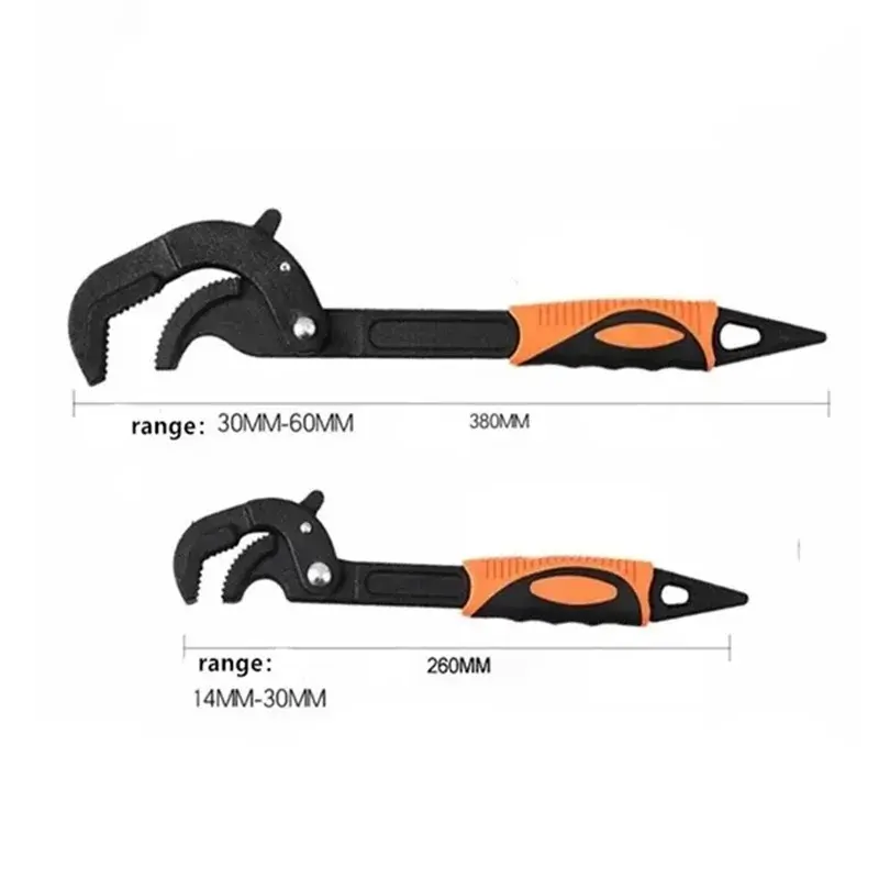 1Pc 14-30/30-60mm Universal Key Pipe Wrench Open End Spanner Carbon Steel Snap Grip Tool Plumber Multifunctiona Hand Tools