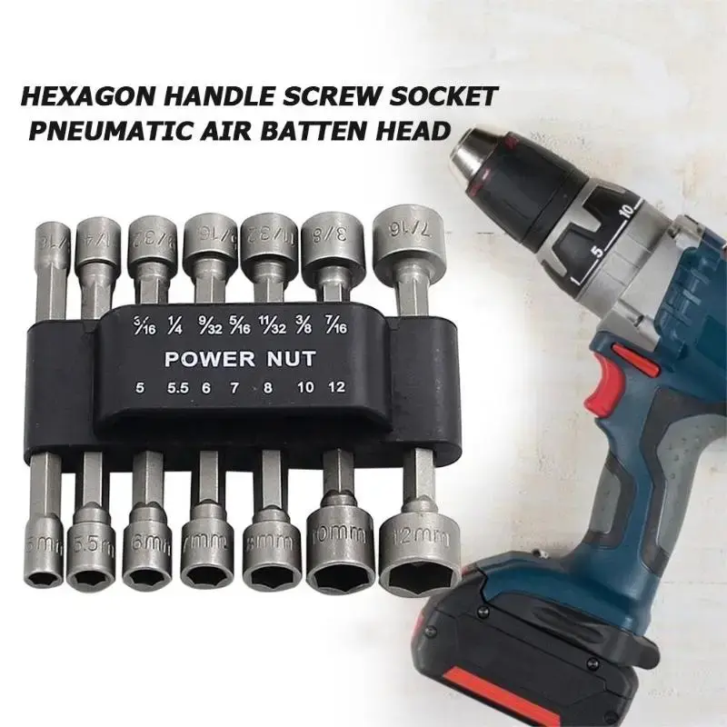9/14pcs Nut Driver Bit Socket Sleeve Nozzle Nut Hexagonal Handle Batch Socket Head Hand Drill Electric Screwdriver Accessories
