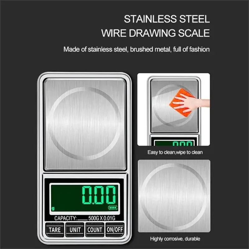 Portable Mini Pocket Jewelry Scale USB Rechargeable Digital Electronic Jewelry Scale High Precision Mini Portable LED Balance