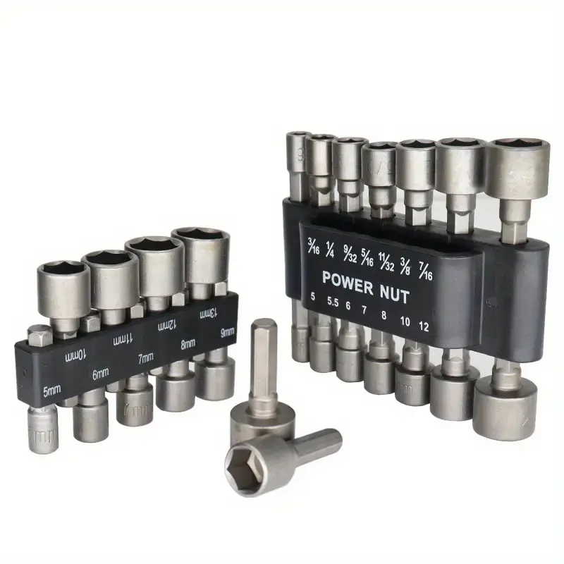 9/14pcs Nut Driver Bit Socket Sleeve Nozzle Nut Hexagonal Handle Batch Socket Head Hand Drill Electric Screwdriver Accessories