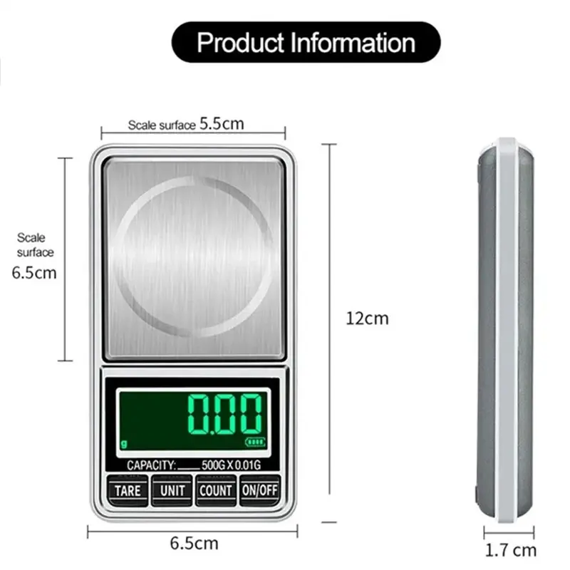 Portable Mini Pocket Jewelry Scale USB Rechargeable Digital Electronic Jewelry Scale High Precision Mini Portable LED Balance