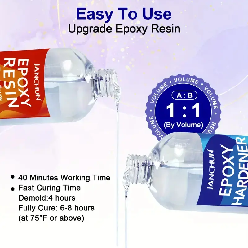 17.6oz Crystal Clear Epoxy Resin Kit Casting And Coating Kit High Gloss Low Odor Quick Cure For DIY Art Jewelry River Tabletops