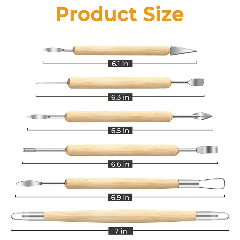 6pcs Clay Tools Kit Pottery Tools & Sculpting Tool Polymer Modeling Clay Cutters Sculpture Set For Carving Ceramics Molding DIY