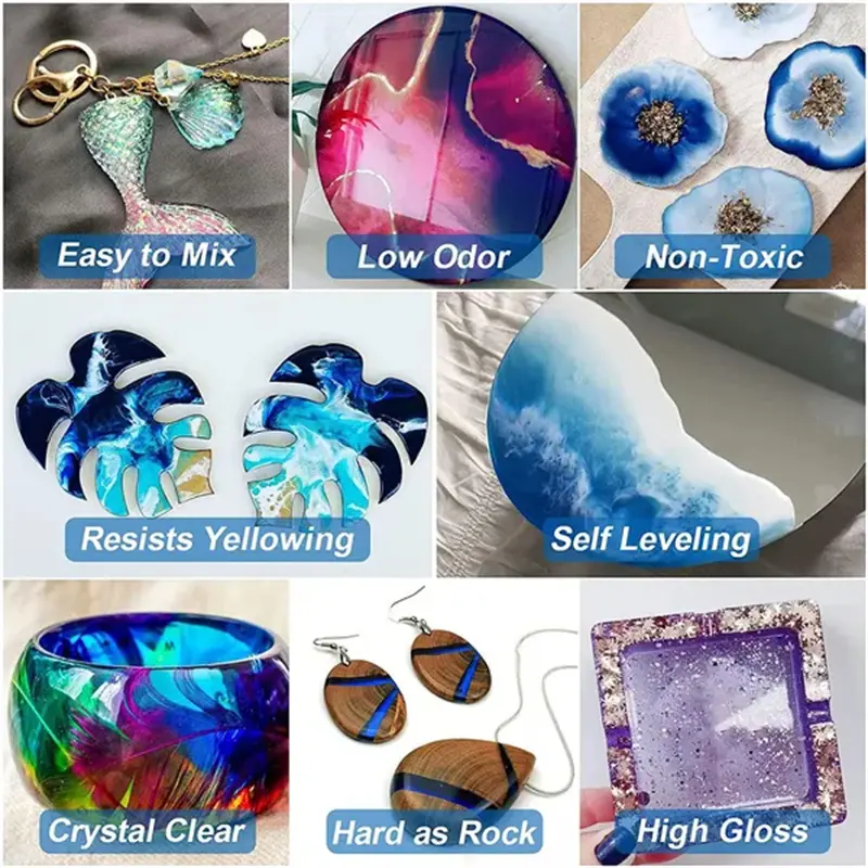 17.6oz Crystal Clear Epoxy Resin Kit Casting And Coating Kit High Gloss Low Odor Quick Cure For DIY Art Jewelry River Tabletops