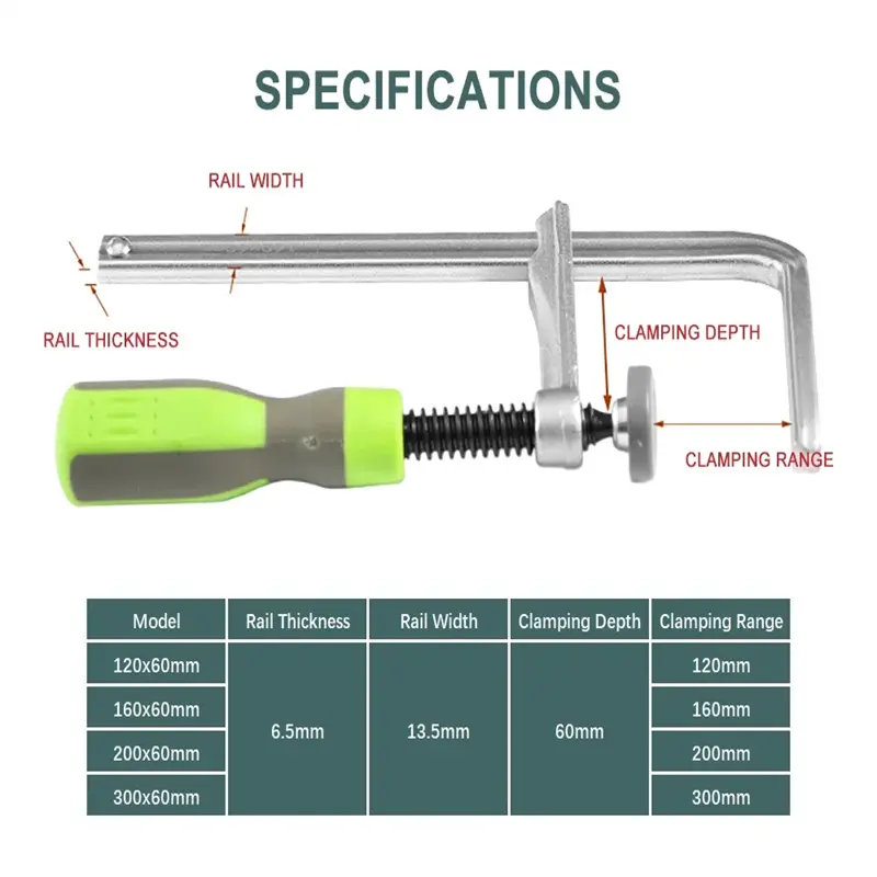 120/160/200/300mm Woodworking Guide Rail Clamp Dovetail Clamps Quick Screw Clamp For Carpentry Table Track Saw Rails Tools