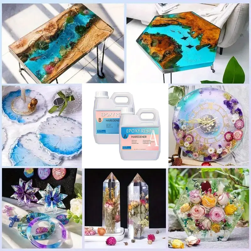 Clear Epoxy Resin Kit 16.9oz Bubble-Free Fast Cure Low Odor Casting Resin For DIY Art Jewelry Tabletop Wood And Mold Crafts