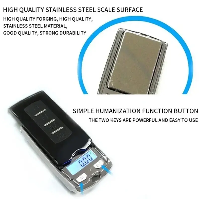 Mini Electronic Digital Pocket Scale 100g 0.01g/200g 0.01g Mini Key Style Portable Precision Weighing LCD Backlit Display Scales
