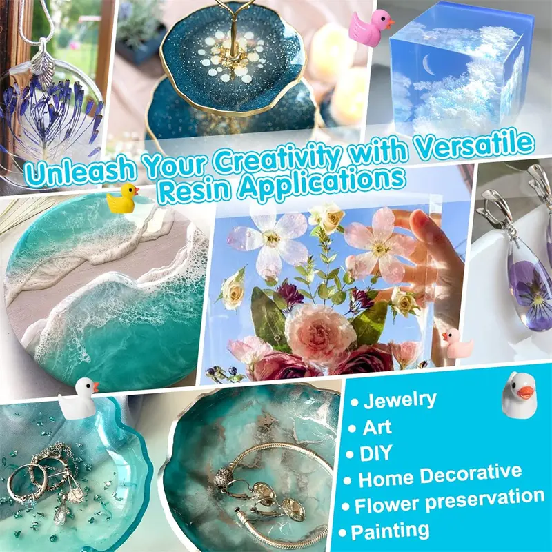 Epoxy Resin Kit 10.4oz/17.6oz Crystal Clear Self-leveling Easy To Mix 1:1 Epoxy Resin For Coating Jewelry Making Handcrafting