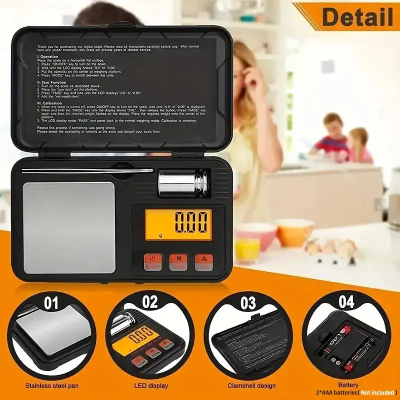 1pc 0.01g/0.001g High Precision Digital Pocket Scale Portable Electronic Jewelry Scale Kitchen Baking Scale Weighing Tools