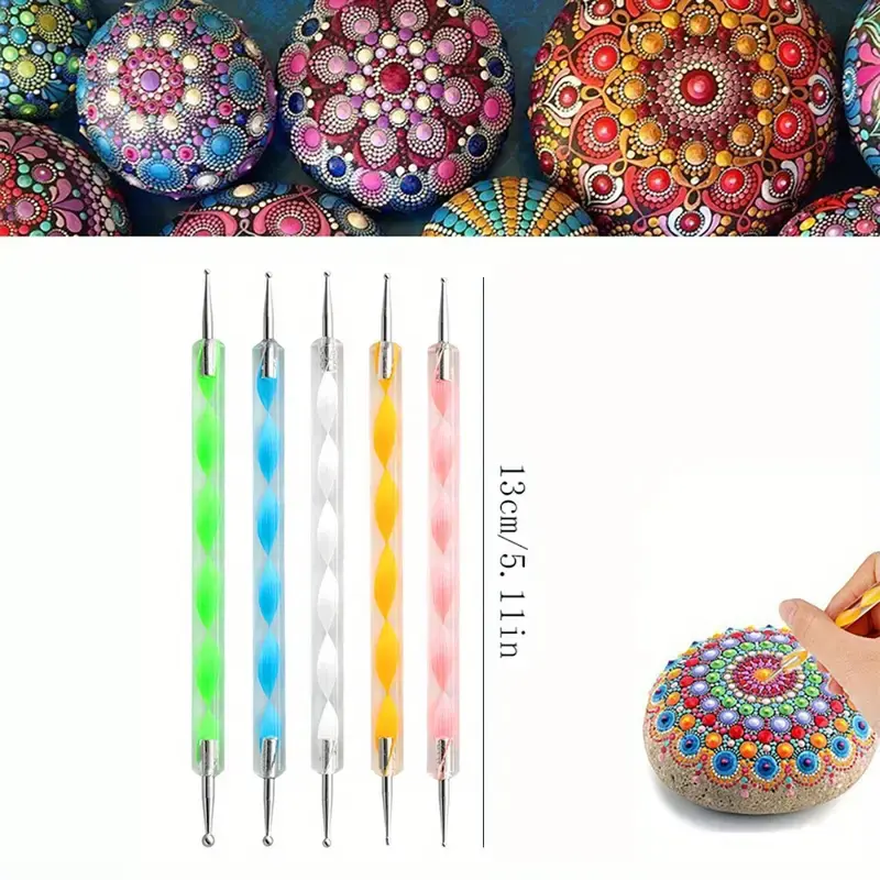 16PCS Mandala Dotting Tool Set For Painting Rocks Mandala Art & Ceramic Pottery Craft With Dotting Tool Acrylic Sticks Templates
