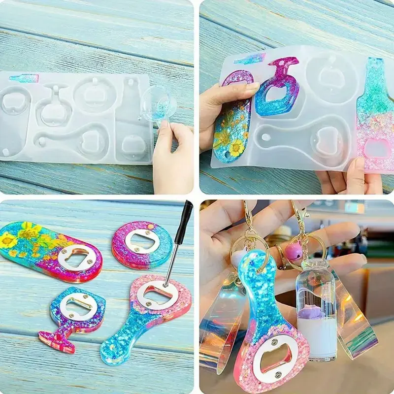 DIY Beer Bottle Opener Resin Liquid Mold Set Beer Opener Tools Making Silicone Mold For Beverage Accessories Party Supplies