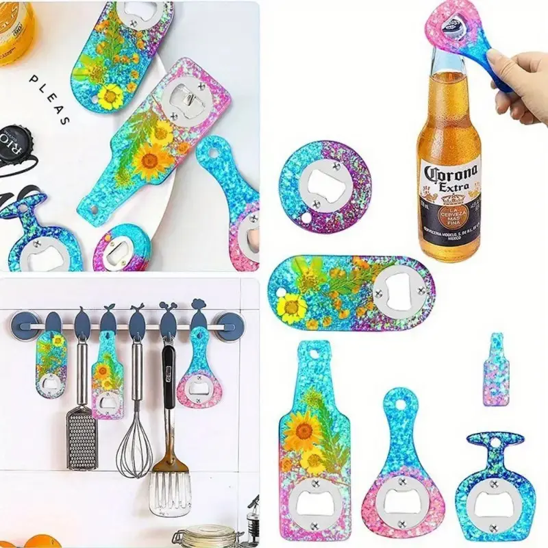 DIY Beer Bottle Opener Resin Liquid Mold Set Beer Opener Tools Making Silicone Mold For Beverage Accessories Party Supplies
