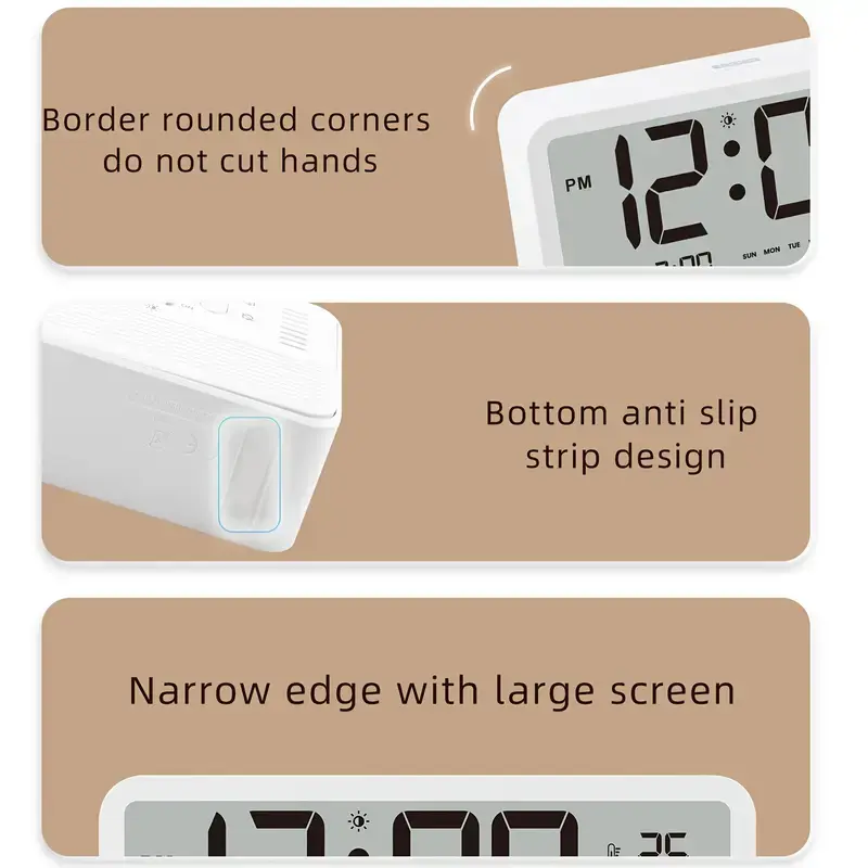 1pc LCD Electronic Alarm Clock Students Mute Temperature Humidity Calendar Digital Clock Snooze Function Alarm Clock Home Decor