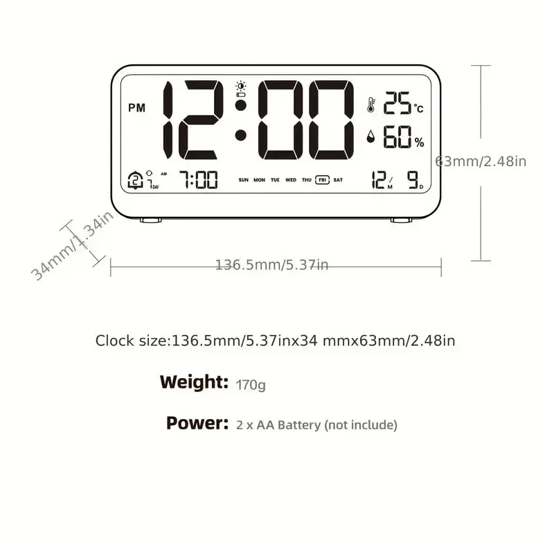 1pc LCD Electronic Alarm Clock Students Mute Temperature Humidity Calendar Digital Clock Snooze Function Alarm Clock Home Decor
